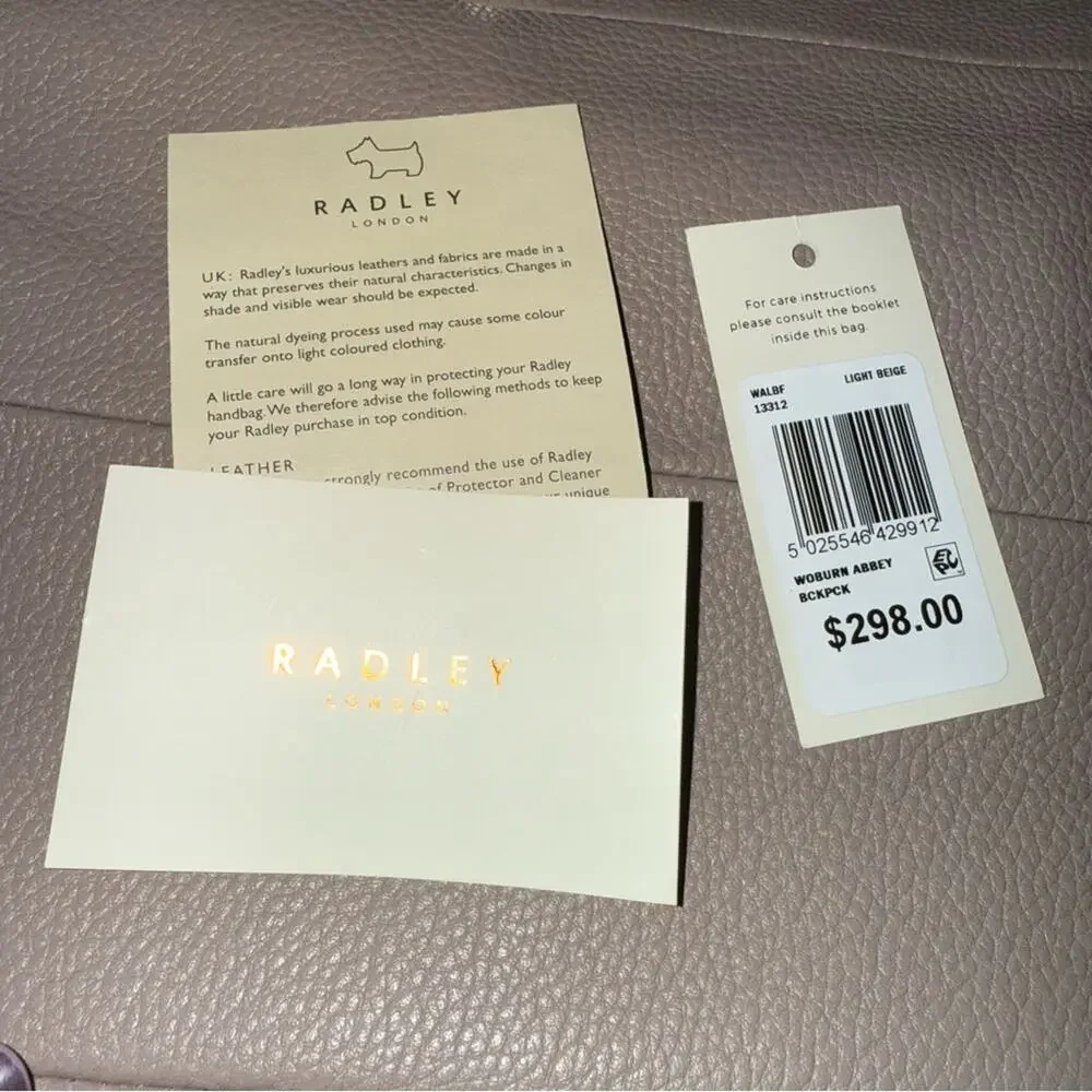Radley London Pebbled Leather Backpack Purse Bag NEW $298
